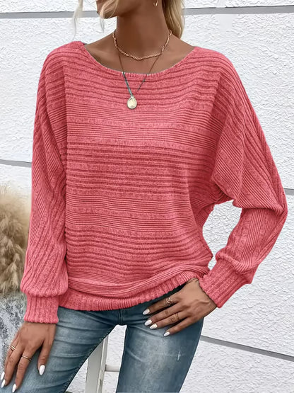 ⏰Hot Sale-Women's Soft Solid Batwing Sleeve Pullover Long Sleeve Top