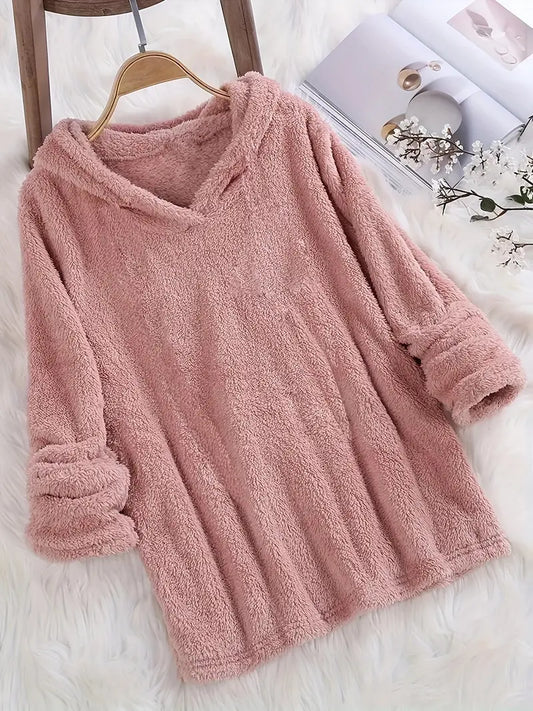 Sudadera con capucha de manga larga de polar liso 