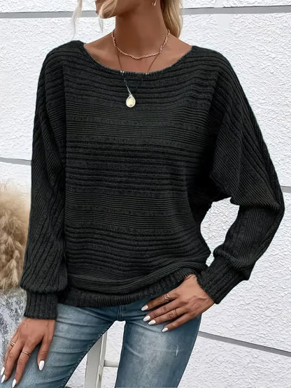 ⏰Hot Sale-Women's Soft Solid Batwing Sleeve Pullover Long Sleeve Top